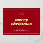 赤いスタイリッシュカスタムロゴクリスマスフォイルカード 箔シーズンカード (正面)