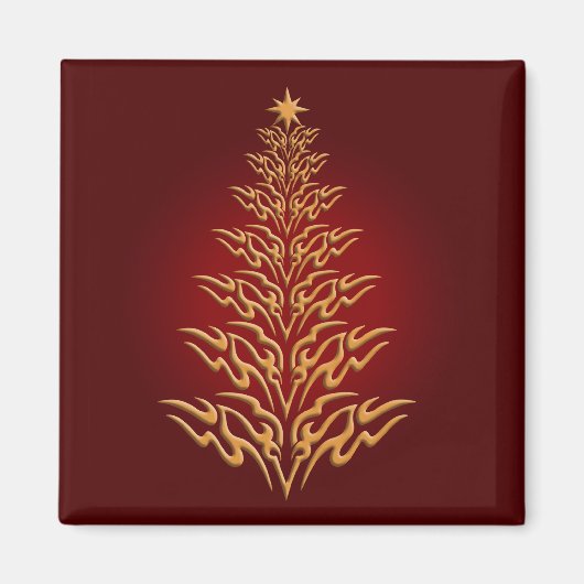 赤いスタイリッシュクリスマスツリーマグネット マグネット (正面)