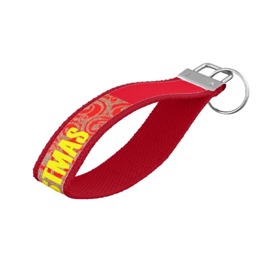 赤いスタイリッシュクリスマス:グロスグレインのキーチェーン リストバンドキーホルダー (アングル上)