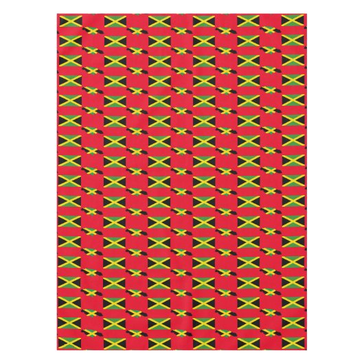 赤いスタイリッシュジャマイカの地図 |ジャマイカ国旗 テーブルクロス (正面)