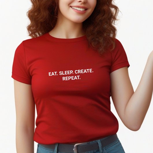 赤いスタイリッシュスリープ食べリピートのスローガンの作成 Tシャツ