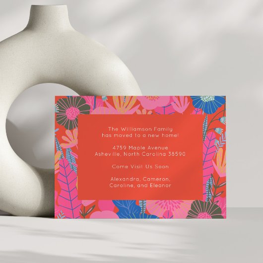 赤いスタイリッシュフローラ我々は新しい家を移動 案内状