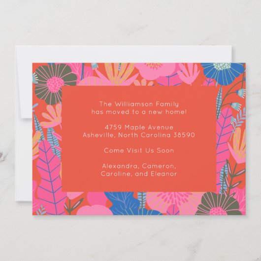 赤いスタイリッシュフローラ我々は新しい家を移動 案内状 (正面)