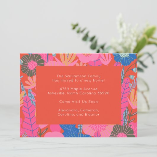 赤いスタイリッシュフローラ我々は新しい家を移動 案内状 (スタンド正面)