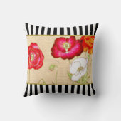 赤いスタイリッシュポピーのフローラストライプブラックの名前 クッション (裏面)