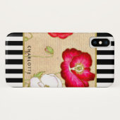 赤いスタイリッシュポピーのフローラストライプブラックの名前 Case-Mate iPhoneケース (裏面(横))