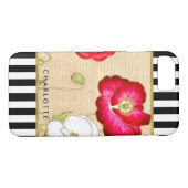 赤いスタイリッシュポピーのフローラストライプブラックの名前 Case-Mate iPhoneケース (裏面(横))