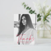 赤いスタイリッシュ台本の写真卒業ありがとう ポストカード (スタンド正面)