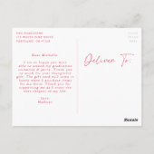 赤いスタイリッシュ台本の写真卒業ありがとう ポストカード (裏面)