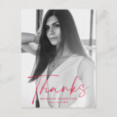 赤いスタイリッシュ台本の写真卒業ありがとう ポストカード (正面)