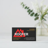 赤いスタイリッシュ屋根看板用革質感屋根 名刺 (スタンド正面)