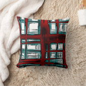 赤いスタイリッシュ格子模様 クッション (ブランケット)