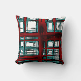 赤いスタイリッシュ格子模様 クッション