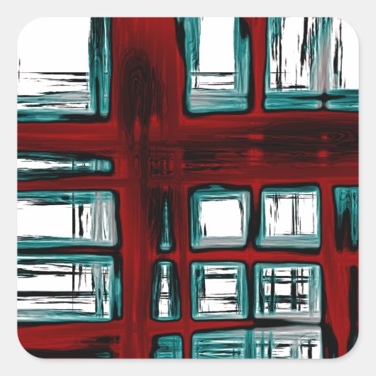 赤いスタイリッシュ格子模様 スクエアシール (正面)