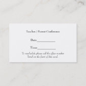 赤いスタイリッシュ格子状アップル先生名刺 予約カード (裏面)