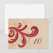 赤いスタイリッシュ渦巻き表の番号葉書 ポストカード (正面/裏面)