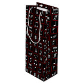 赤いスタイリッシュ白黒のジオメトリック音楽ノート ワインギフトバッグ (正面アングル)