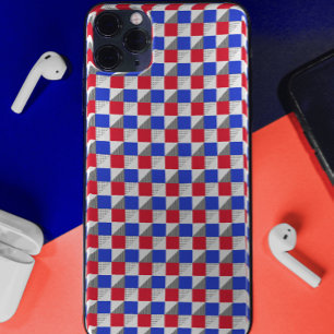 赤いスタイリッシュ青の白黒の抽象芸術パターン iPhone 11 ケース