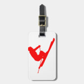 赤いスタイルのスキー ラゲッジタグ (正面縦)