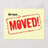 赤いスタンプ付き移動はがきデザイン 案内ポストカード (正面)