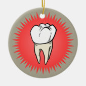 赤いスターバストに抽出されたばかりのモル セラミックオーナメント (正面)