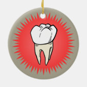 赤いスターバストに抽出されたばかりのモル セラミックオーナメント (裏面)