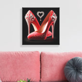 赤いスティレットとハートとダイヤモンド キャンバスプリント (インサイチュ (リビング))