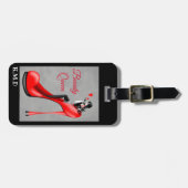 赤いスティレットにファッショナブルな女性の荷物タグ ラゲッジタグ (正面横)
