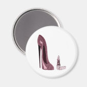 赤いスティレットの靴と口紅 マグネット (正面/裏面)