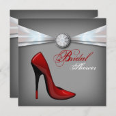 赤いスティレット ブライダル シャワー バチェロレッテ パーティー 招待状 (正面/裏面)