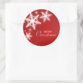 赤いステッカーに雪の結晶 ラウンドシール (バッグ)