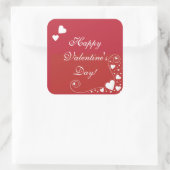 赤いステッカーの白いハート スクエアシール (バッグ)