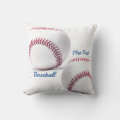 赤いステッチ白の白いベースボール クッション (正面)