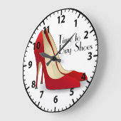 赤いステレット靴収集靴おもしろい買い物客 ラージ壁時計 (傾斜)
