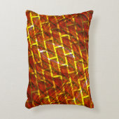 赤いステンドスクラッチ、金ゴールドグリッドまたはレンガ効果 アクセントクッション (正面(垂直))