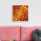 赤いステンドスクラッチ、金ゴールドグリッドまたはレンガ効果 キャンバスプリント (インサイチュ (リビング))