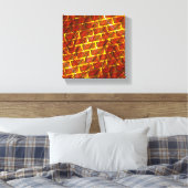 赤いステンドスクラッチ、金ゴールドグリッドまたはレンガ効果 キャンバスプリント (インサイチュ (寝室))