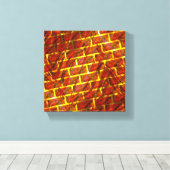 赤いステンドスクラッチ、金ゴールドグリッドまたはレンガ効果 キャンバスプリント (インサイチュ (ウッドフロア))