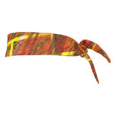 赤いステンドスクラッチ、金ゴールドグリッドまたはレンガ効果 タイヘッドバンド (回転90)