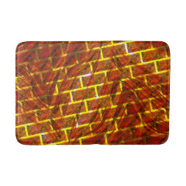 赤いステンドスクラッチ、金ゴールドグリッドまたはレンガ効果 バスマット