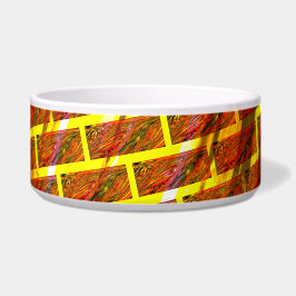 赤いステンドスクラッチ、金ゴールドグリッドまたはレンガ効果 ボウル