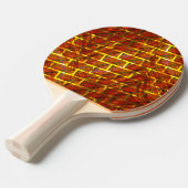 赤いステンドスクラッチ、金ゴールドグリッドまたはレンガ効果 卓球ラケット (正面アングル)