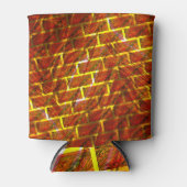 赤いステンドスクラッチ、金ゴールドグリッドまたはレンガ効果 缶クーラー (正面)