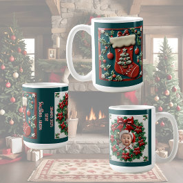 赤いストッキングのクリスマス オーダーメイド可能 コーヒーマグカップ