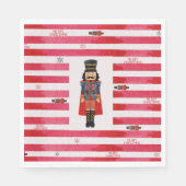 赤いストライプくるみ割りカークリスマス紙ナプキンス スタンダードランチョンナプキン (正面)