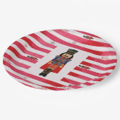 赤いストライプくるみ割りカークリスマス紙プレート ペーパープレート (アングル)