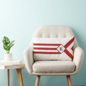 赤いストライプとシボロンとモノグラム付きホワイト ランバークッション (椅子)