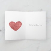 赤いストライプとハートのバレンタインデー カード (内部)