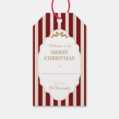 赤いストライプのクリスマスギフトタグ ギフトタグ (正面)
