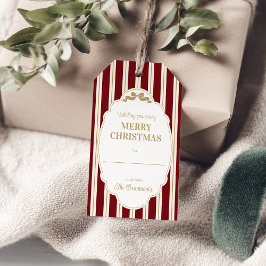 赤いストライプのクリスマスギフトタグ ギフトタグ